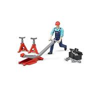 bruder 62100 - set di figure bworld officina, figure giocattolo, officina moto, officina auto