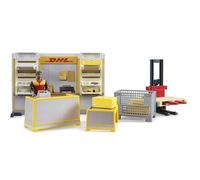Bruder 62251 DHL Centro Spedizioni con Personaggio e Transpallet Bworld 4 Anni+