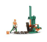 bruder 62650 - set forestale bworld, figura giocattolo, spaccalegna, operaio for