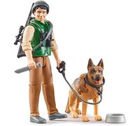 bruder 62660 - bworld forestale con cane da pastore, fucile, binocolo, coltello da caccia, figura giocattolo, cane