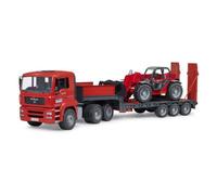 Bruder 02774 Camion MAN TGA con rimorchio a pianale ribassato e caricatore 1:16