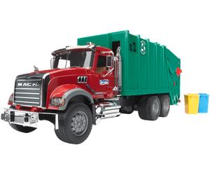 Bruder Camion dei Rifiuti MACK Granite con 2 Bidoni - 1 pz.