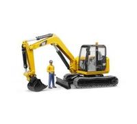 bruder 02466 - mini escavatore Cat con operaio, cantiere, veicolo da costruzione, giocattolo
