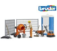 Bruder Giocattoli Costruzioni Set Lavoratore Vibranti Piastra Mixer Barrow Tools