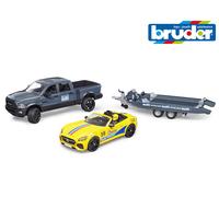 Bruder Giocattoli Dodge RAM 2500 Potenza Carro Pick-Up Camion Con Auto da Corsa