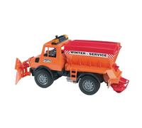 bruder UNIMOG SPAZZANEVE 2572 | Include modulo luci e suoni, veicolo per il servizio invernale, spargisale, giocattolo invernale dai 4 anni in su, 1:16