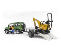 BRUDER Land Rover Defender with trailer, CAT and man