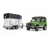 BRUDER LAND ROVER DEFENDER con rimorchio per cavalli