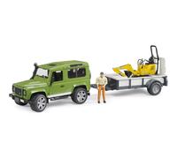 Bruder Land Rover Defender Rigid Drawbar Trailer JCB Micro Excavator and Construction Worker per unisex-Children