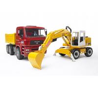 Bruder Man TGA Vagone Carico Ribaltabile E Liebherr Bagger 912 Modell-Spielzeug