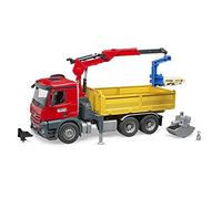 Bruder Mercedes Benz Arocs Truck with Roll-off Container, Clamshell Buckets And 2 Pallets