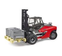 Bruder Carrello elevatore Linde HT160D 02513 con pallet e 3 gabbie Muletto