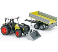 Bruder Set Trattore CLAAS Verde Con Forche E Rimorchio 01998