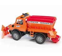 bruder UNIMOG SPAZZANEVE 2572 | Include modulo luci e suoni, veicolo per il servizio invernale, spargisale, giocattolo invernale dai 4 anni in su, 1:16