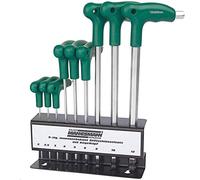 Brüder Mannesmann Set di Chiavi a T 10 pz, Testa Sferica | M18150 | Acciaio cromo-vanadio, impugnature ergonomiche in ABS, supporto in metallo, per lavori angolati in casa e auto