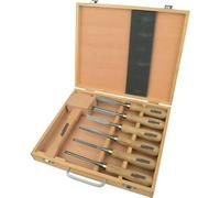 Brüder Mannesmann set utensili per intaglio 7 pz, cromo-vanadio | M66107 | 6 scalpelli e 1 mazzuolo da falegname con impugnature ergonomiche in legno, per rilievi, decorazioni e intagli fini