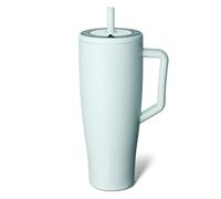 BrüMate Era - Bicchiere termico con manico e cannuccia, 100% ermetico, con coperchio e cannuccia flessibile SoftSip, in acciaio inossidabile, base adatta al portabicchieri, 1180 ml, colore: blu agave