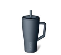 BrüMate Era - Bicchiere termico con manico e cannuccia, 100% ermetico, con coperchio e cannuccia, in acciaio inossidabile, base adatta al portabicchieri, 850,5 g, blu notte