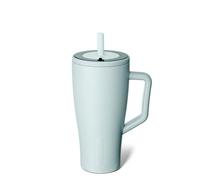 BrüMate Era - Bicchiere termico con manico e cannuccia, 100% ermetico, coperchio e cannuccia flessibile SoftSip, acciaio inossidabile, base adatta, 850,5 g (agave blu)