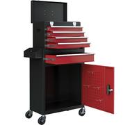 Brugel Carrello Porta Attrezzi 5 Cassetti Cassetta Rimovibile e Armadietto con Chiave in Acciaio colore Rosso - 0MXW99F