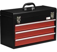 Brugel Cassetta Porta Attrezzi in Acciaio con 3 Cassetti e Vassoio Superiore 51x22x32 cm Rosso e Nero