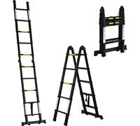 Brugel Scala Telescopica Pieghevole da 10 Gradini in Alluminio e Metallo per Interni ed Esterni 320x67x7 cm colore Nero - 30A726F