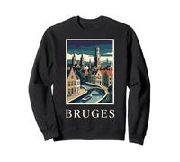 Bruges Belgio Canal City Travel Art Felpa