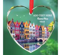 Bruges Scenic View Glass Keepsake Regali per gli amanti dei viaggi, testo/nome personalizzato Belgio Landmark Ornament Christmas 2025, Bruges Travel Souvenir Xmas Decor, Custom Belgio Traveling Glass