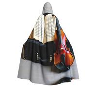 BrUgui Mantello da violino e libro con cappuccio, unisex, costume per Halloween, mantello con cappuccio, per feste e cosplay