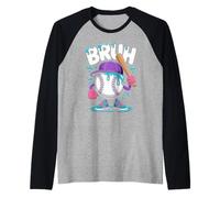 Bruh Baseball Ice Cream Drip Pastel Gioventù Carino Baseball Maglia con Maniche Raglan
