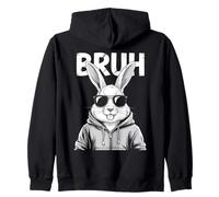 Bruh Bunny Face with Sunglasses Easter Day for Boys Men Kids Felpa con Cappuccio