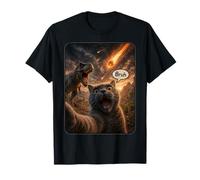 Bruh Cat Selfie T Rex Meteor Dinosauro Meme Grafica Divertente Maglietta