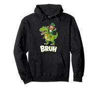Bruh Dinosaur Leprechaun Funny St Patricks Day Dino Rider Felpa con Cappuccio