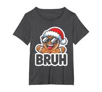 Bruh - Divertente omino di Pan di Zenzero, per Ragazzi, Ragazzi e Bambini Maglietta, Donna Plus-Size, Grigio Scuro, 2X