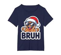 Bruh - Divertente omino di Pan di Zenzero, per Ragazzi, Ragazzi e Bambini Maglietta, Donna Plus-Size, Navy, 2X