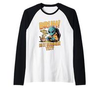 Bruh, è ancora estate? Divertente spazio Alien Gamer Ramen Maglia con Maniche Raglan