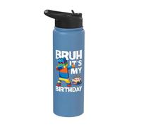 Bruh È il mio compleanno Dabbing Block Kid Brick Builder Stainless Steel Insulated Water Bottle