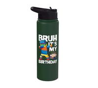 Bruh È il mio compleanno Dabbing Block Kid Brick Builder Stainless Steel Insulated Water Bottle
