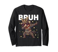 Bruh Funny Dabbing Samurai Bambini Ragazzi Giapponese Storia Amante Maglia a Manica