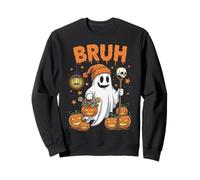 Bruh Ghost Halloween Divertente Boo Ghost Carino Halloween Costume Felpa
