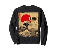 Bruh Great Wave Kanagawa Vintage Giapponese Surf Capybara Felpa