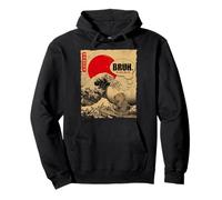 Bruh Great Wave Kanagawa Vintage Giapponese Surf Capybara Felpa con Cappuccio