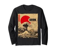 Bruh Great Wave Kanagawa Vintage Giapponese Surf Capybara Maglia a Manica