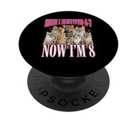 Bruh I Survived 67 Now I'm 8 Gatti 8° compleanno Ragazze PopSockets PopGrip Adesivo