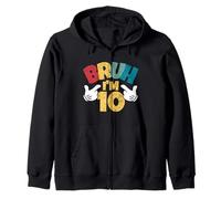 Bruh Im 10 10th Birthday Boy Double Digit Retro Dieci Anni Felpa con Cappuccio