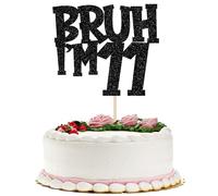 Bruh I'm 11 Cake Topper Glitter Happy 11th Compleanno Decorazione Torta Bro I'm 11 It's My 8th Birthday Cake Cake Decorazione per Prost su 11 Anni Compleanno Festa Torta Decorazione Nero