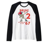 Bruh I'm 2 But One-Day I'll Be 67 Retro 2nd Birthday Kids Maglia con Maniche Raglan