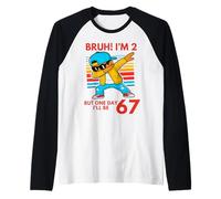 Bruh I'm 2 But One-Day I'll Be 67 Retro 2nd Birthday Kids Maglia con Maniche Raglan
