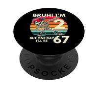 Bruh I'm 2 But One-Day I'll Be 67 Retro 2nd Birthday Kids PopSockets PopGrip Adesivo