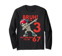 Bruh I'm 3 But One-Day I'll Be 67 Retro Third Birthday Kids Maglia a Manica